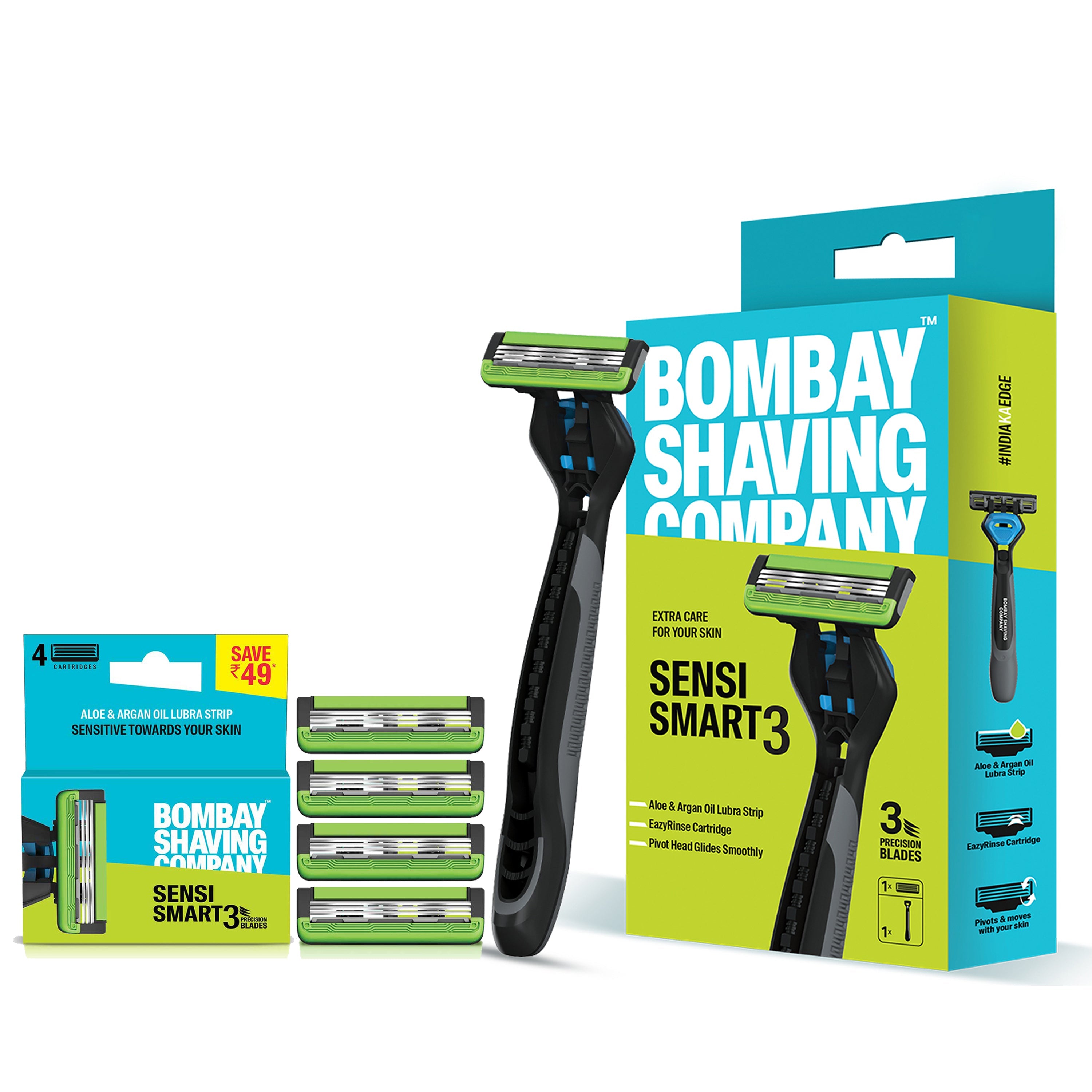 Sensi Smart3 Razor & Cartridges (Pack of 4)
